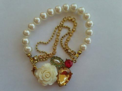 Spring faux pearl and crystal bracelet