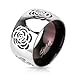 Jinique STR-0010 Stainless Steel Two Tone Black IP with Grooved Rose Band Ring; Comes Box (11)