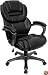 Black Leather Executive with Leather Padded Loop Arms [GO-901-BK-GG]