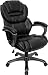 Black Leather Executive with Leather Padded Loop Arms [GO-901-BK-GG]