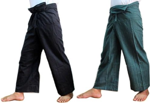 Best Seller "THAISMILE" (DOUBLE) 2 x Striped Thai Fisherman Wrap Pants Trousers