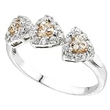 Champagne CZ Sterling Silver Ring Sizes: 5-9