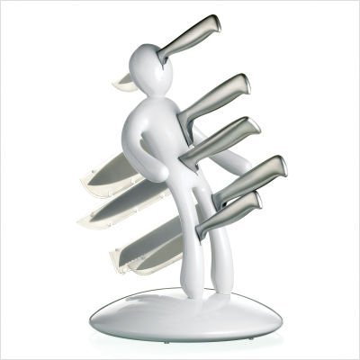 The Ex 5-Piece Knife Set with Unique White Holder Designed By Raffaele Iannello