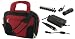 rooCASE 4n1 Dell Inspiron Mini 1011 10.1-Inch Obsidian Black Netbook Carrying Case and AC and DC Adapter Charger Home / Car / Airplane - Red / Black Deluxe Bag