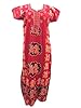 Womens Caftan Kaftan Red Printed Boho House Dress for Mom, Large Sz