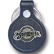 Milwaukee Brewers Small Leather/Pewter Key Ring - MLB Baseball Fan Shop Sports Team Merchandise
