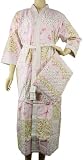 Fine Pink Roses Floral Designer pure cotton French bathrobe with travel pouch