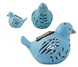 Ceramic Blue Birds Color Changing Solar Garden Statuary (Set of 2)