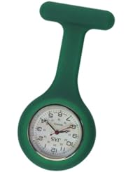 JAS Unisex Nurses Lapel Watch Silicone (Infection Control) Forest Green