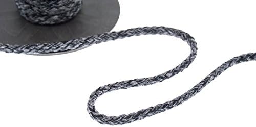 1/4" Heathered Gray & Black Cotton Cord for Laces, Drawstrings, and Handles (10 Yards)