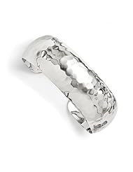 Leslies Sterling Silver Polished Hammered Slip on Bangle