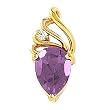 14K Yellow Gold Amethyst and Diamond Pendant