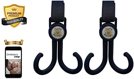 Stroller Hook - 2 Pack with 2 Double Multi Purpose Buggy Hooks (Blue) - Pram, Pushchair Accessory - Hanger for Baby Diaper Bags, Groceries, handbag
