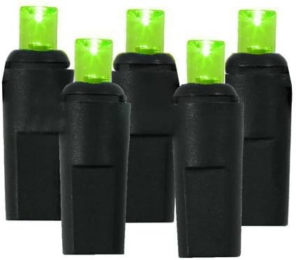 Set of 50 Lime Green LED Wide Angle Halloween Lights - Black Wire