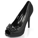 MQ23 Damen super sexy PeepToe High Heels mit Dekoschleife 55-432