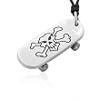 Ziovani Skull Skateboard with CZ Stone Wheels Stainless Steel Pendant Necklace