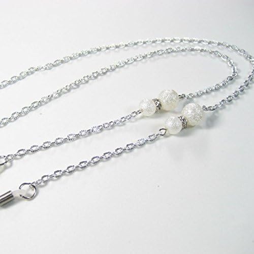 Super Lightweight Aluminum Alloy Silver Chain with Frosted Pearl Sunglasses Eyewear Chain Strap Cord Holder