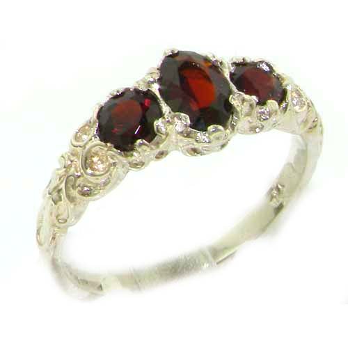 Click To Ladies Solid Sterling Silver Natural Garnet English Victorian Trilogy Ring - Finger Sizes 5 to 12 Available Details... Ladies Solid Sterling Silver Natural Garnet English Victorian Trilogy Ring - Finger Sizes 5 to 12 Available