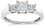 10k White Gold Princess-Cut Diamond Ring (1/4 cttw, I-J Color, I3 Clarity), Size 7