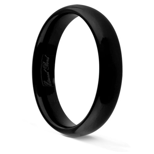 KNIGHTLY-4mm Black Tungsten Carbide Domed Wedding 