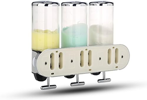 ebtintin Soap Dispenser Wall Mount Pumps Shampoo & Soap Dispenser Bathroom Kitchen Wall Mount Liquid Foam Lotion Bottle Shower Gel Box Stainless Steel ABS Triple 15 Fl. Oz