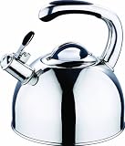 Produkt-Bild: Induktion Wasserkessel aus Edelstahl, Grosser Fl&ouml;tenkessel f&uuml;r bis zu 2,5 Liter, Pfeifkessel f&uuml;r alle Herdarten, Hochglanz, NEU + OVP