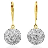 14K Yellow Gold 0.45 Carat Diamond Pave Ball Earrings