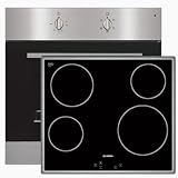 Backofen-Set Autark Edelstahl-Backherd + Bosch Glaskeramik Kochfeld