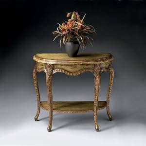 Artist's Originals Demilune Console Table in Moss Green Finish