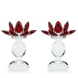 Sorelle Crystal Lotus Candleholder Pair - Red