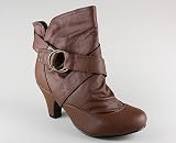 Cross Strap Leatherette Ankle Boot