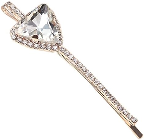 Vwhite Womens Rhinestones Heart Crystal Cheap Hair Pins Clips 3.2" White