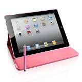 Yousave Accessories TM iPad 3 Accessory Pack Pink Polka Dots Pattern Luxury 360 Rotating Swivel Stand Case With Stylus Pen