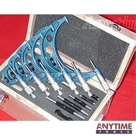 Anytime Tools 0-6" Premium OUTSIDE MICROMETER MACHINIST TOOL SET ROUND FRAME w/CARBIDE TIPS
