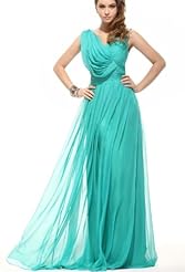 V-neck Corset   Waistline Floor Length Crystal Evening Dress 