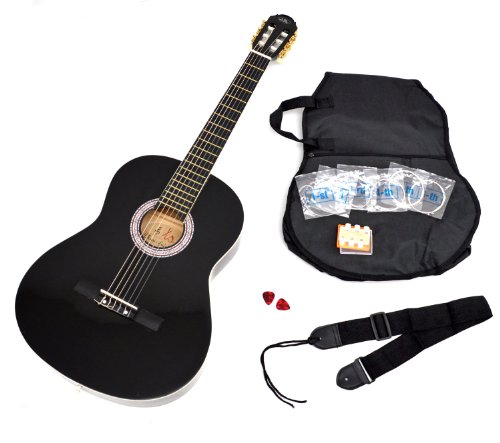Produkt-Bild: 4/4 Konzertgitarre mit Zubeh&ouml;rset: Gitarrentasche, Gurt, Stimmpfeife, Satz Ersatzsaiten und Plektrum