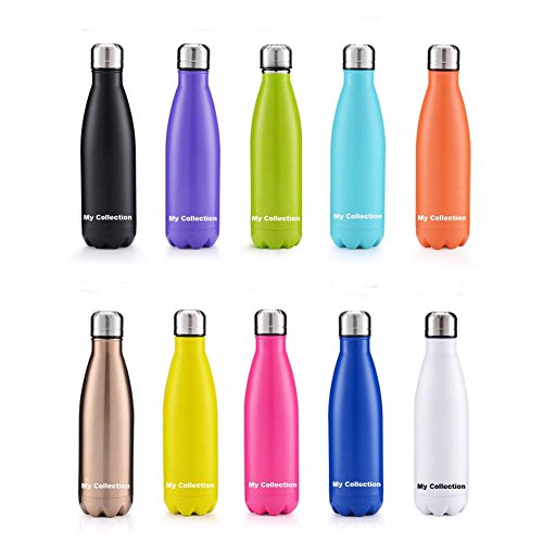 My Collection 17 oz Cola Shaped Insulated Double Wall BPA Free Vacuum Stainless Steel Water Bottle for Sports Traveling Hiking Camping Cyling Hydro Thermos Keep Water Cold or Hot for 12-24 Hours