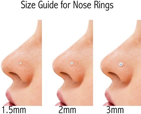 20G Surgical Steel 2 mm Green Cubic Zirconia Crystal L-Shaped Nose Ring