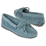 Minnetonka Moccasin Women's Kilty Suede Moc (Storm Blue Suede 6.5 M)