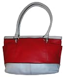 Women's Tignanello Leather Purse Handbag Color Me Classy Tote Tomato/White