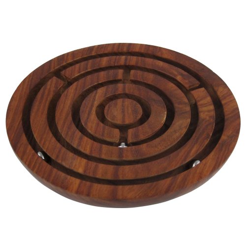 Wooden labyrinth board game ball in maze puzzle handcrafted in in…