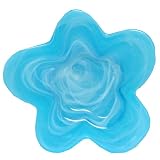 Colorful Recycled Art Glass Aqua Blue Small Amoeba Plate 11.5D by Traders and Company
