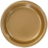 Hanna K. Signature Collection 50 Count Plastic Plate, 7-Inch, Gold