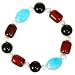 EXP White Freshwater Pearl, Red Agate And Decorative Black And Blue Beads Handmade Bracelet