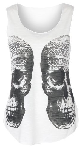 Girls Women Double skull vest Top in White.S/M(6/8) & M/L(10/12)