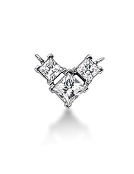Three Stone Princess Cut Diamond Pendant in 14K White Gold