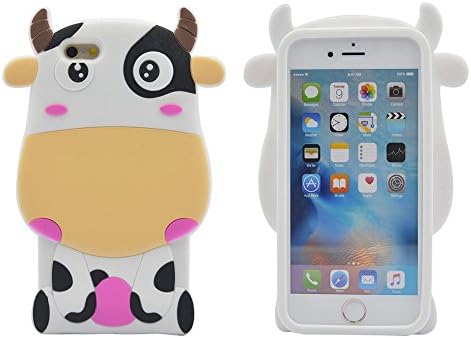 iPhone 6S Plus Case, TURF Cartoon Series 3D Cute Shockproof Soft Silicone Cover for Apple iPhone 6S/6 Plus 5.5 Inch Dairy Cow