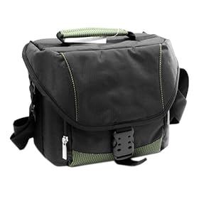 EveCase Black Large Digital SLR Camera and lens Pouch Nylon Case with Strap for Pentax K-01/ 645D / K-5 / K-r / K-7 / K-x / K2000 / K200D / K20D