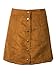 Persun Women's Brown Faux Suedettte Button Front Plain A-line Mini Skirt ,Brown ,Small