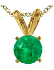 2 CT Emerald Solitaire Pendant 14K Gold